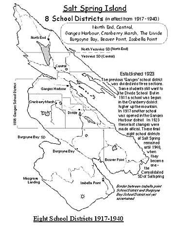 Eight Salt Spring School Districts 1917-1940