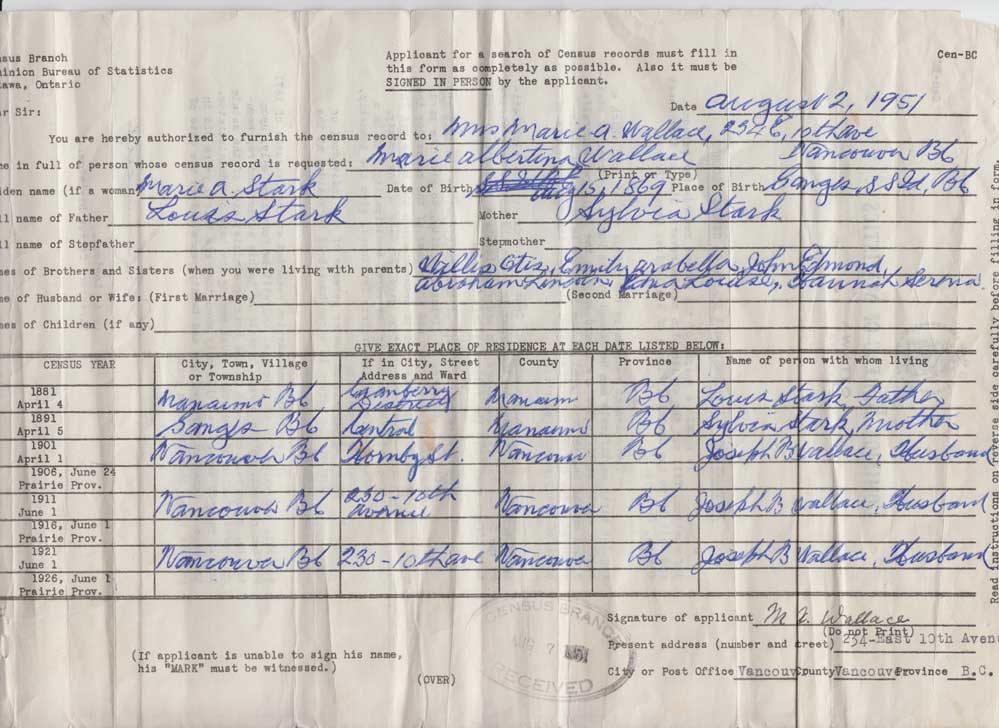 application for cenus records