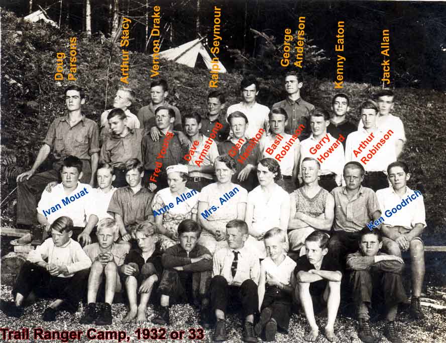 Trail Ranger Camp 1932 or 1933 with ID labels
