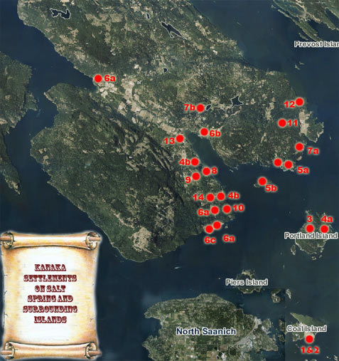 Kanaka settlements on Salt Spring and neighbouring islands